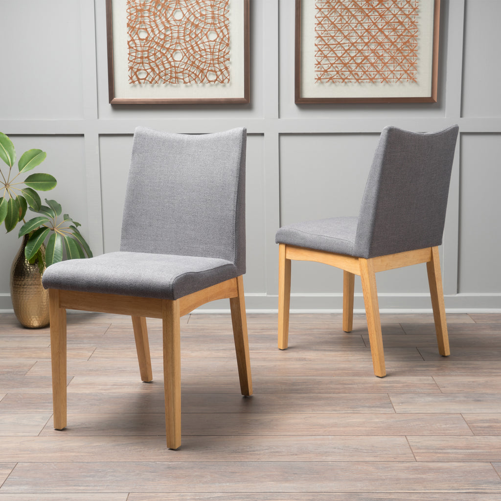 Grey dining chair discount with oak legs