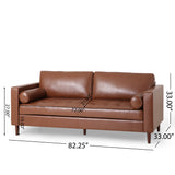 Malinta Contemporary Tufted 3 Seater Sofa, Cognac Brown and Espresso Noble House