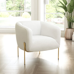 Zuo Modern Micaela 100% Polyester, Plywood, Steel Modern Commercial Grade Arm Chair Ivory, Gold 100% Polyester, Plywood, Steel