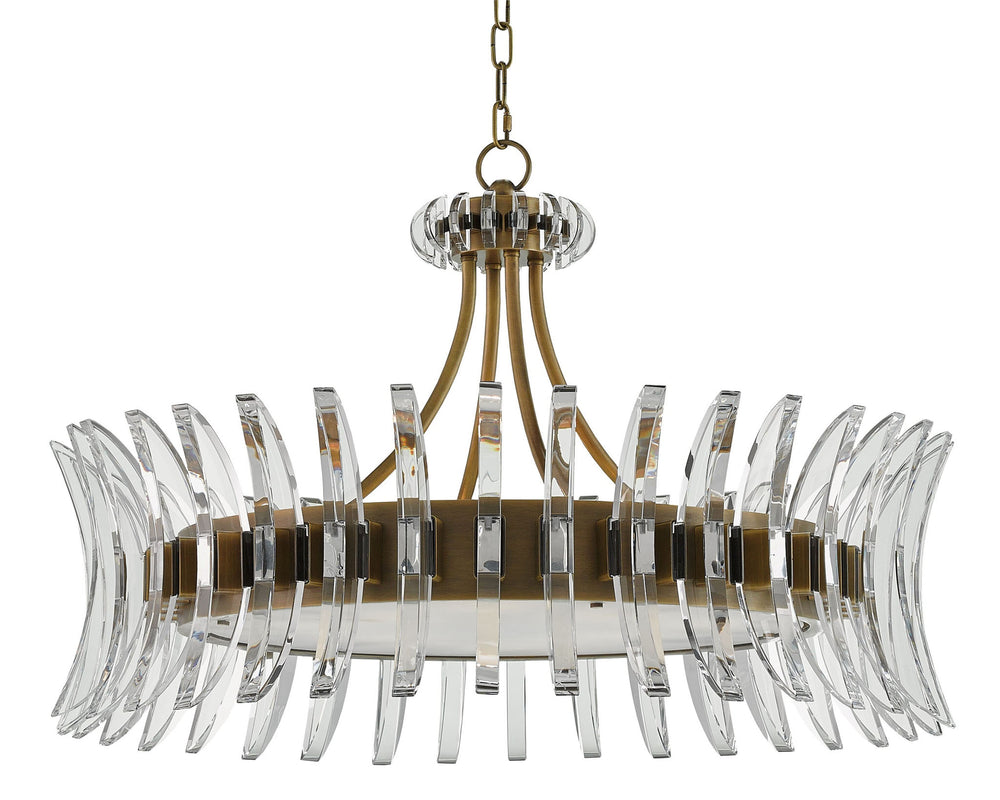 Coquette Chandelier - Art Deco Crystal Elegance in Antique Brass Finish for Glamorous Interiors