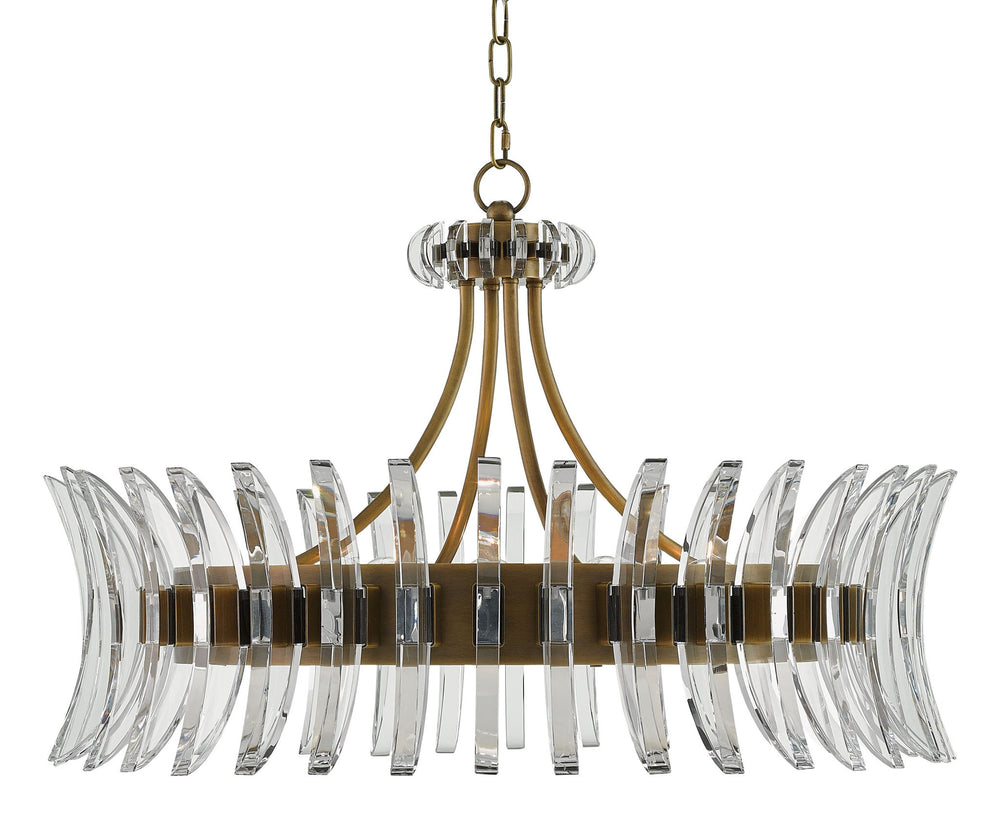 Coquette Chandelier - Art Deco Crystal Elegance in Antique Brass Finish for Glamorous Interiors