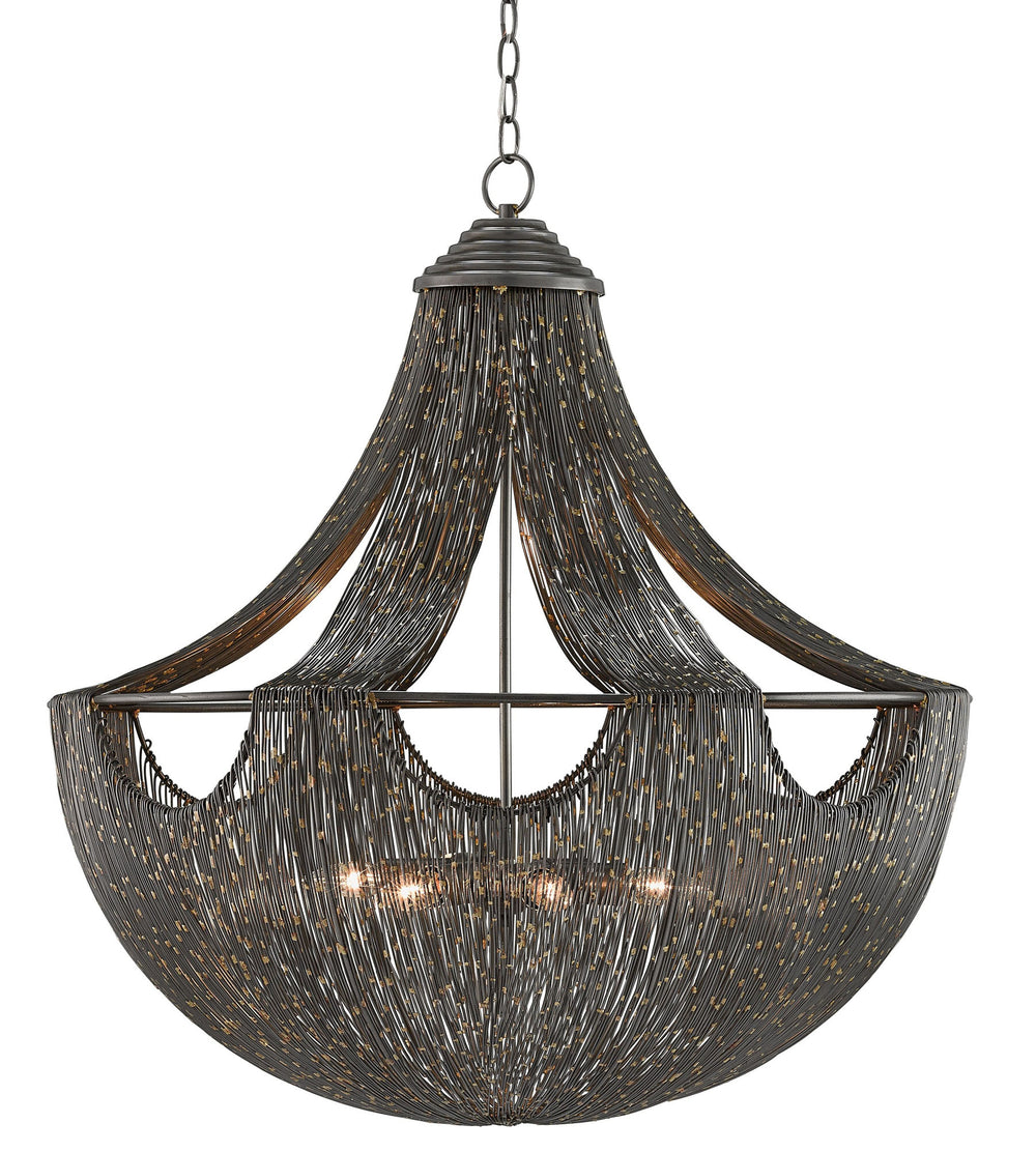 Eduardo Chandelier - Exquisite Scalloped Iron Design with Natural Finish - Illuminate Your Space Elegantly