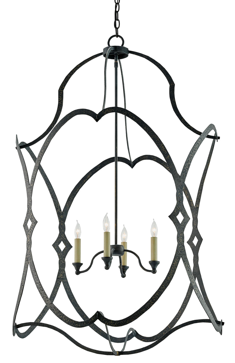 Charisma Large Lantern - Elegant French Black Wrought Iron Fixture with Classic Italian Charm