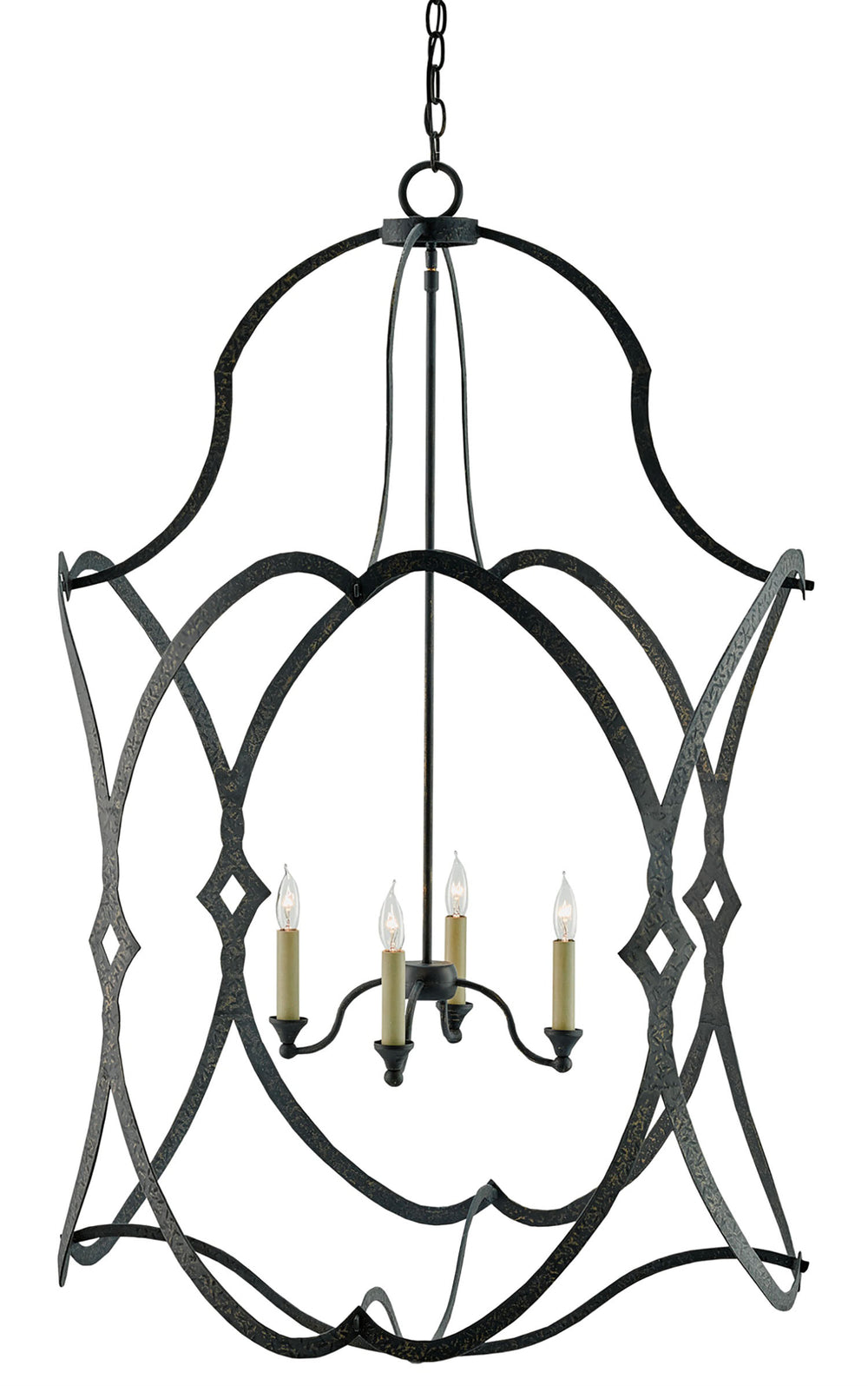 Charisma Large Lantern - Elegant French Black Wrought Iron Fixture with Classic Italian Charm