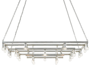 Quantum Chandelier - Elegant Silver Leaf Design with Blown Glass Balls & Adjustable Height Options