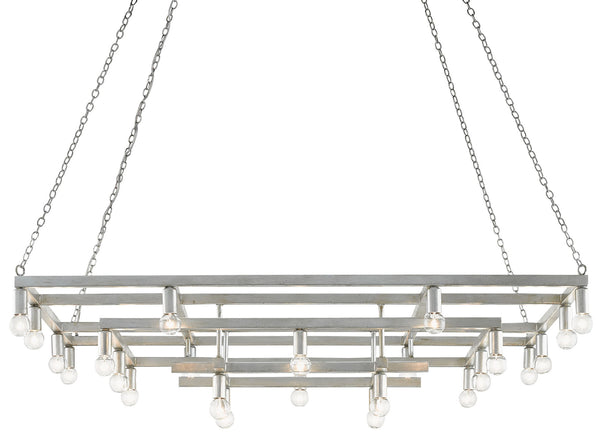 Quantum Chandelier - Elegant Silver Leaf Design with Blown Glass Balls & Adjustable Height Options