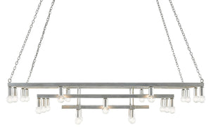 Quantum Chandelier - Elegant Silver Leaf Design with Blown Glass Balls & Adjustable Height Options