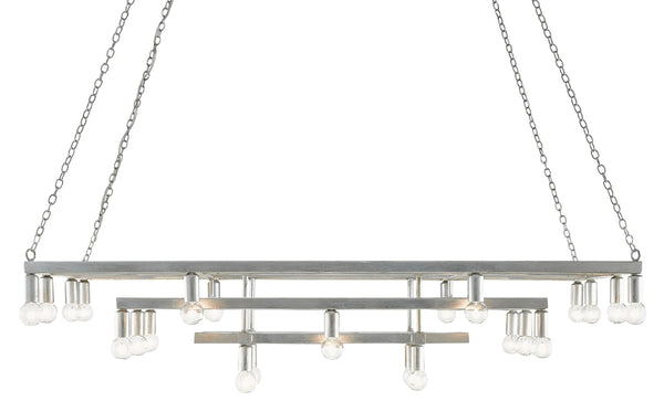 Quantum Chandelier - Elegant Silver Leaf Design with Blown Glass Balls & Adjustable Height Options