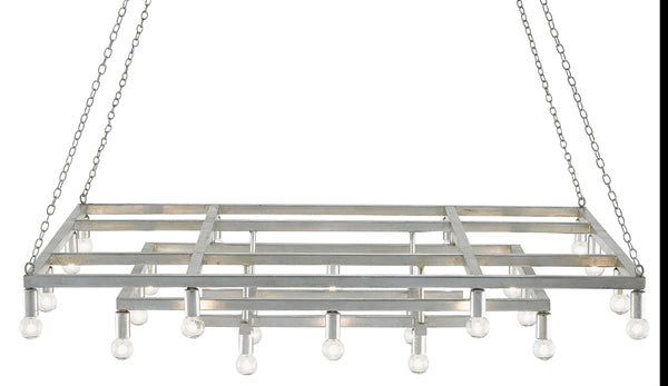 Quantum Chandelier - Elegant Silver Leaf Design with Blown Glass Balls & Adjustable Height Options