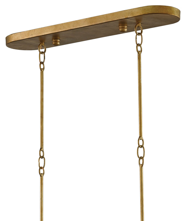 Grand Lotus Gold Oval Chandelier - Elegant Antique Gold Leaf Design, Adjustable Height, 6 Lights