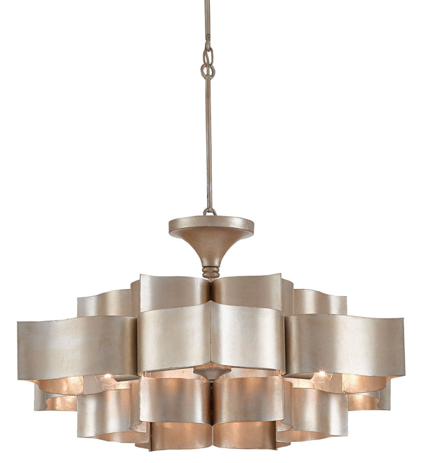 Grand Lotus Silver Large Chandelier - Stunning Wrought Iron Design with Adjustable Height & Style Options