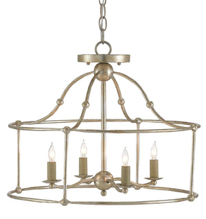 Quantum Chandelier - Elegant Silver Leaf Design with Blown Glass Balls & Adjustable Height Options