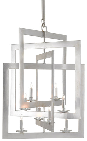 Quantum Chandelier - Elegant Silver Leaf Design with Blown Glass Balls & Adjustable Height Options