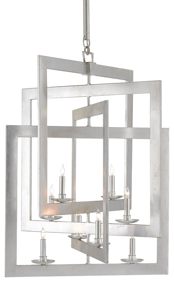 Quantum Chandelier - Elegant Silver Leaf Design with Blown Glass Balls & Adjustable Height Options