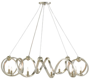 Quantum Chandelier - Elegant Silver Leaf Design with Blown Glass Balls & Adjustable Height Options