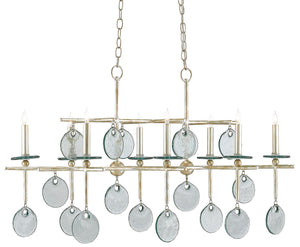 Quantum Chandelier - Elegant Silver Leaf Design with Blown Glass Balls & Adjustable Height Options