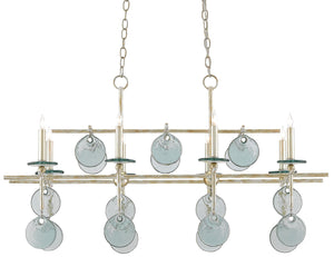Quantum Chandelier - Elegant Silver Leaf Design with Blown Glass Balls & Adjustable Height Options