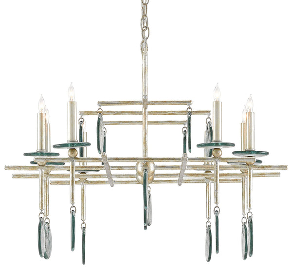Quantum Chandelier - Elegant Silver Leaf Design with Blown Glass Balls & Adjustable Height Options