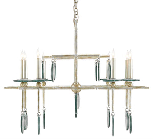 Quantum Chandelier - Elegant Silver Leaf Design with Blown Glass Balls & Adjustable Height Options