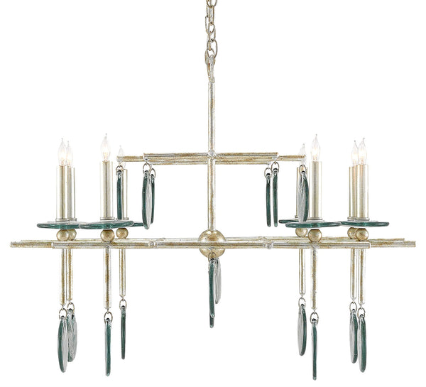 Quantum Chandelier - Elegant Silver Leaf Design with Blown Glass Balls & Adjustable Height Options
