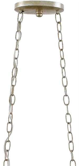 Sethos Silver Rectangular Chandelier - Elegant Wrought Iron & Recycled Glass with Antique Charm