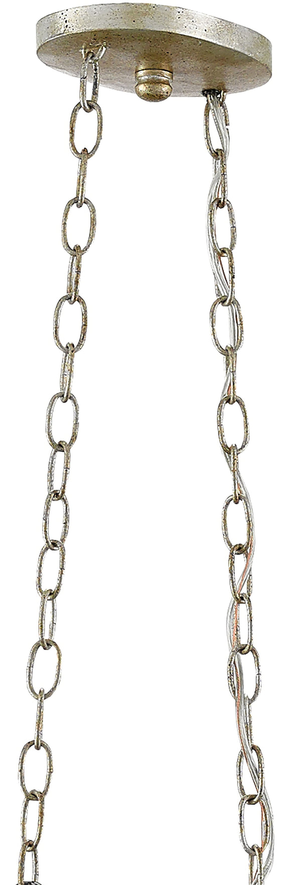 Sethos Silver Rectangular Chandelier - Elegant Wrought Iron & Recycled Glass with Antique Charm