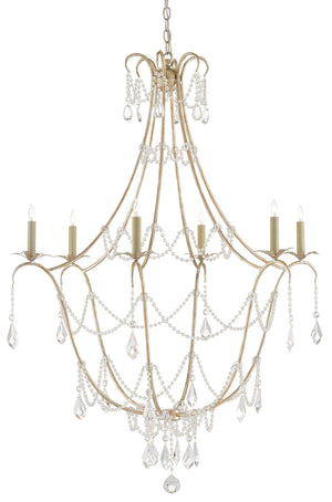 Quantum Chandelier - Elegant Silver Leaf Design with Blown Glass Balls & Adjustable Height Options