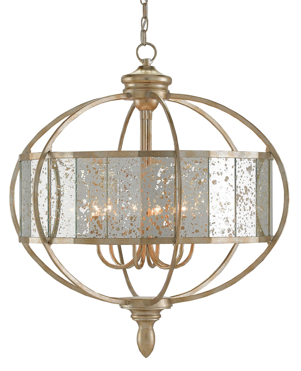 Florence Silver Chandelier - Exquisite Raj Mirror Design, Wrought Iron Frame, Perfect for Elegance