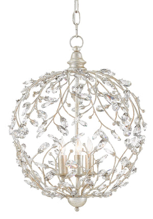 Quantum Chandelier - Elegant Silver Leaf Design with Blown Glass Balls & Adjustable Height Options