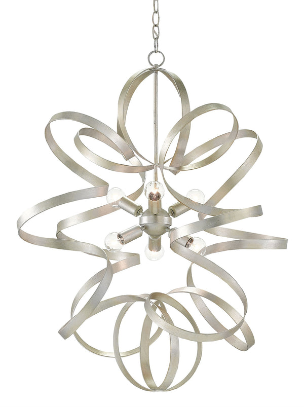 Quantum Chandelier - Elegant Silver Leaf Design with Blown Glass Balls & Adjustable Height Options