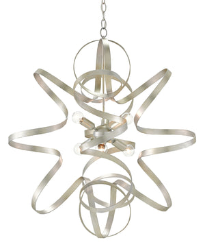 Quantum Chandelier - Elegant Silver Leaf Design with Blown Glass Balls & Adjustable Height Options