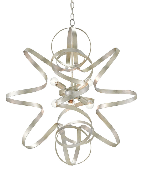 Quantum Chandelier - Elegant Silver Leaf Design with Blown Glass Balls & Adjustable Height Options