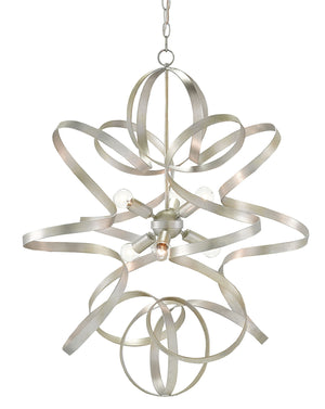 Quantum Chandelier - Elegant Silver Leaf Design with Blown Glass Balls & Adjustable Height Options