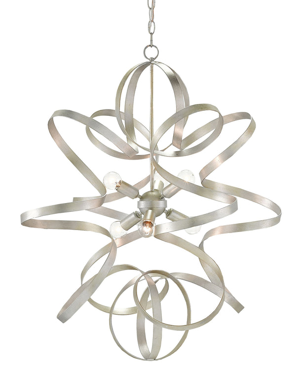 Quantum Chandelier - Elegant Silver Leaf Design with Blown Glass Balls & Adjustable Height Options
