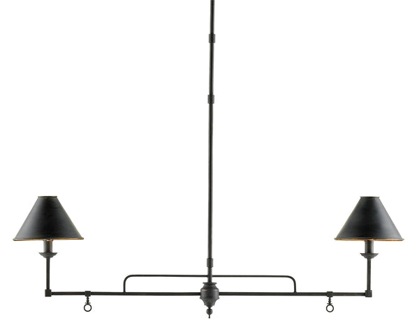 Prosperity Rectangular Chandelier - Modern French Black Design with Luxe Gold Leaf Accents, 120W