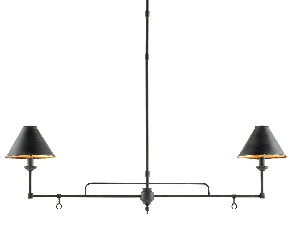 Prosperity Rectangular Chandelier - Modern French Black Design with Luxe Gold Leaf Accents, 120W