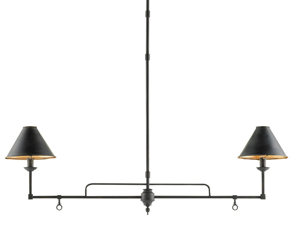Prosperity Rectangular Chandelier - Modern French Black Design with Luxe Gold Leaf Accents, 120W