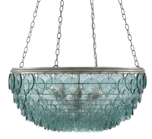 Quantum Chandelier - Elegant Silver Leaf Design with Blown Glass Balls & Adjustable Height Options
