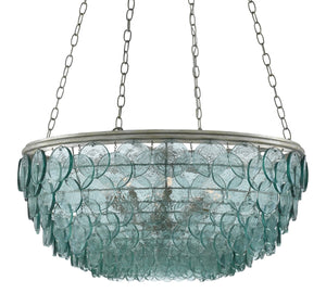 Quantum Chandelier - Elegant Silver Leaf Design with Blown Glass Balls & Adjustable Height Options
