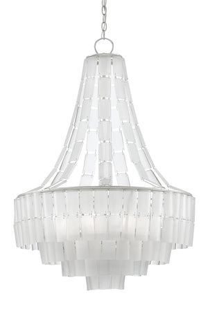 Vintner Blanc Chandelier - Elegant Frosted Glass & Silver Leaf Finish for Luxurious Home Lighting