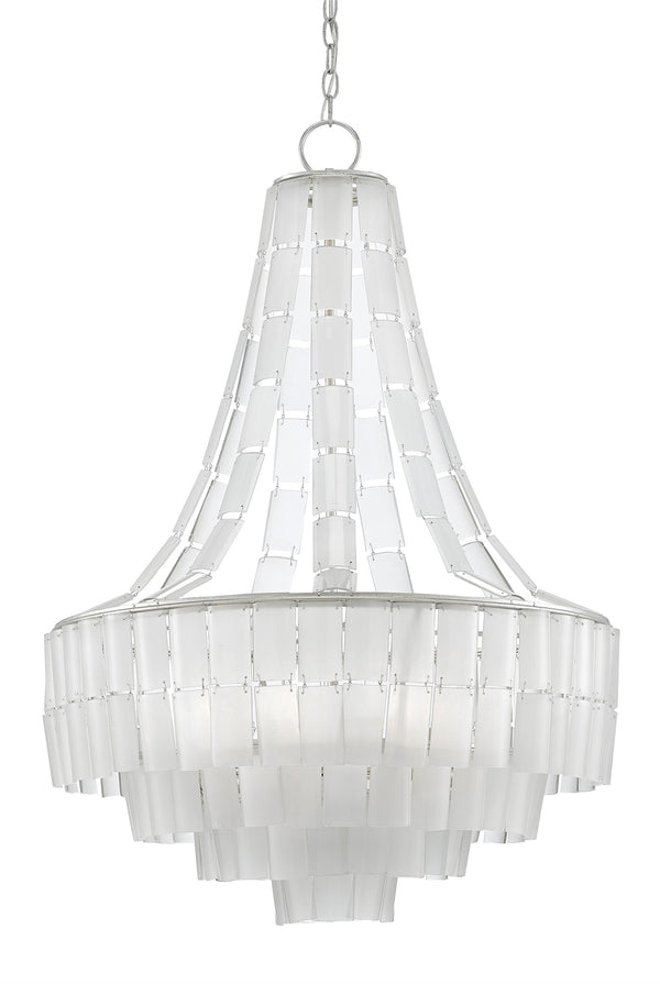 Vintner Blanc Chandelier - Elegant Frosted Glass & Silver Leaf Finish for Luxurious Home Lighting