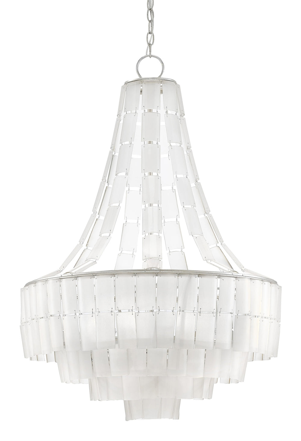 Vintner Blanc Chandelier - Elegant Frosted Glass & Silver Leaf Finish for Luxurious Home Lighting