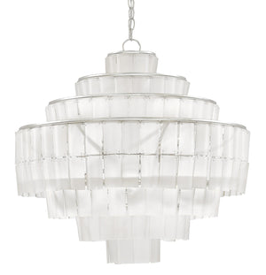 Quantum Chandelier - Elegant Silver Leaf Design with Blown Glass Balls & Adjustable Height Options