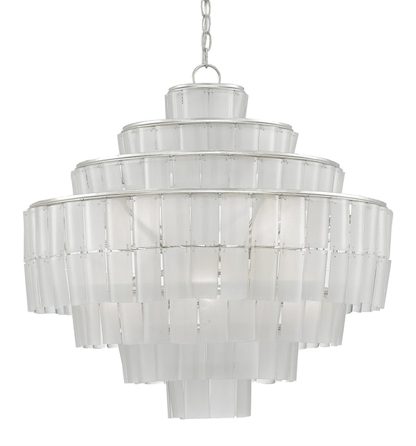 Quantum Chandelier - Elegant Silver Leaf Design with Blown Glass Balls & Adjustable Height Options
