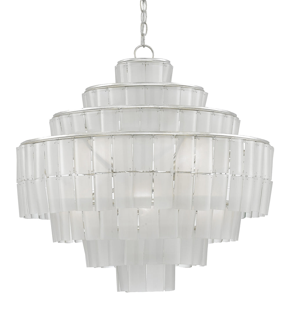 Sommelier Blanc Chandelier - Stunning Recycled Glass Design with Silver Leaf Finish for Elegant Spaces