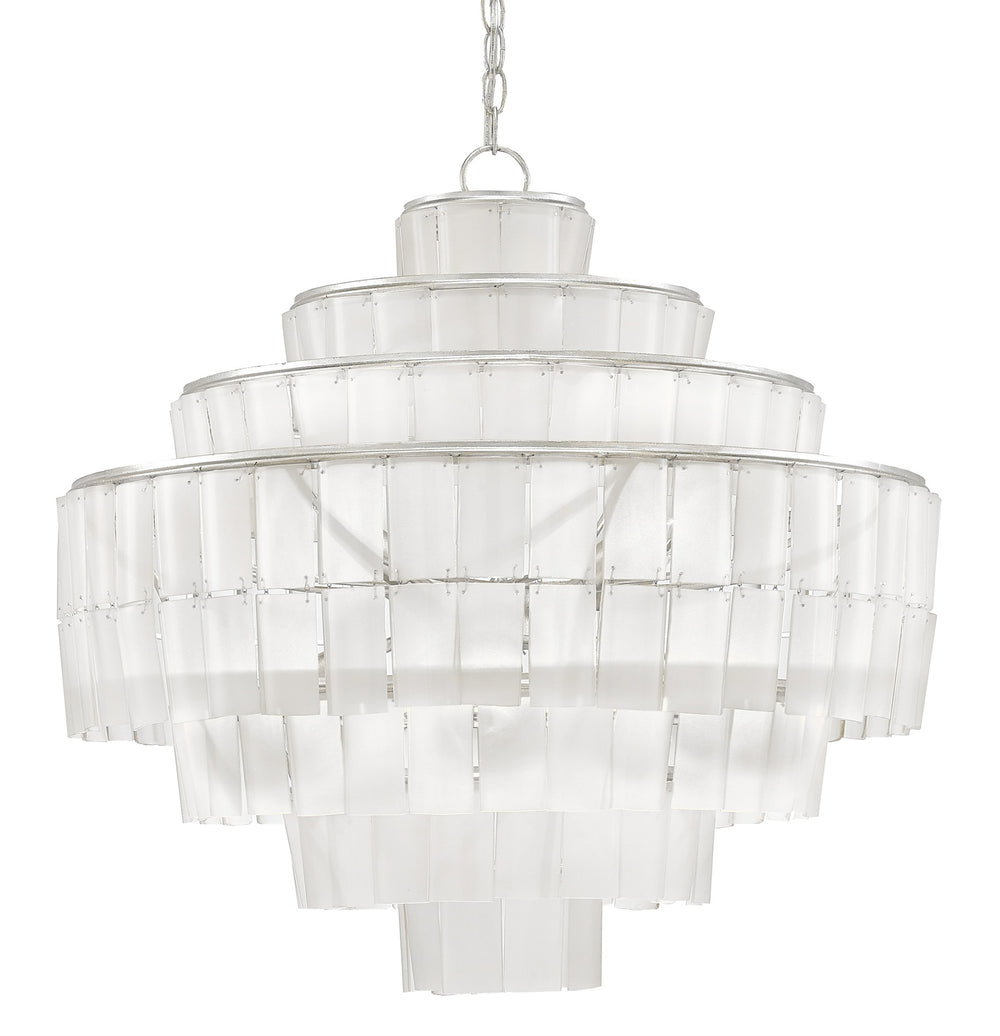 Sommelier Blanc Chandelier - Stunning Recycled Glass Design with Silver Leaf Finish for Elegant Spaces