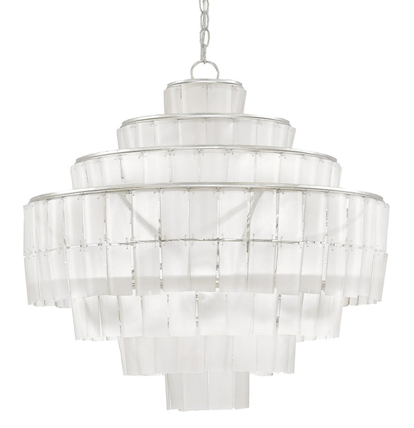 Sommelier Blanc Chandelier - Stunning Recycled Glass Design with Silver Leaf Finish for Elegant Spaces