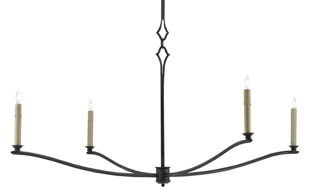 Knole Chandelier - Elegant Wrought Iron Design in French Black Finish, Adjustable Height for Any Space