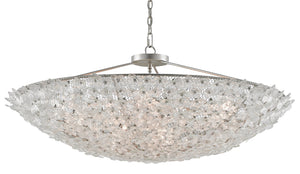 Quantum Chandelier - Elegant Silver Leaf Design with Blown Glass Balls & Adjustable Height Options