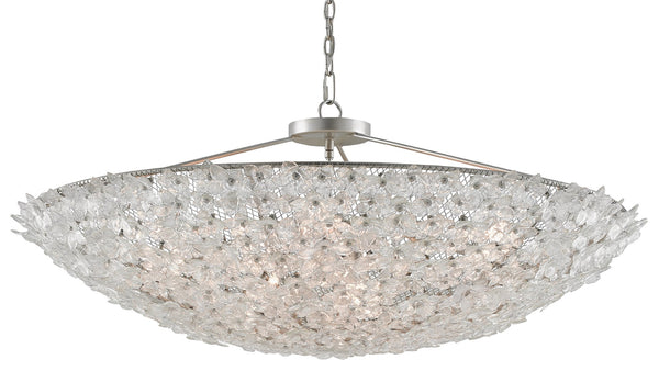 Quantum Chandelier - Elegant Silver Leaf Design with Blown Glass Balls & Adjustable Height Options
